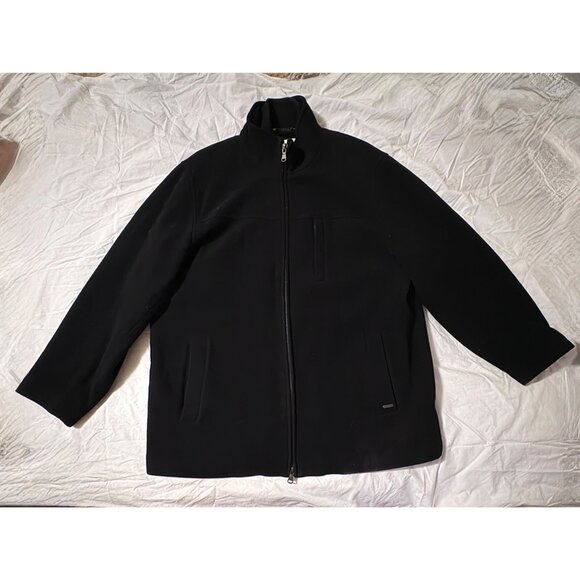 Like New Calvin Klein Mens Black Double-Zip Wool Blend Coat XL Quilted Lining - Picture 2 of 15